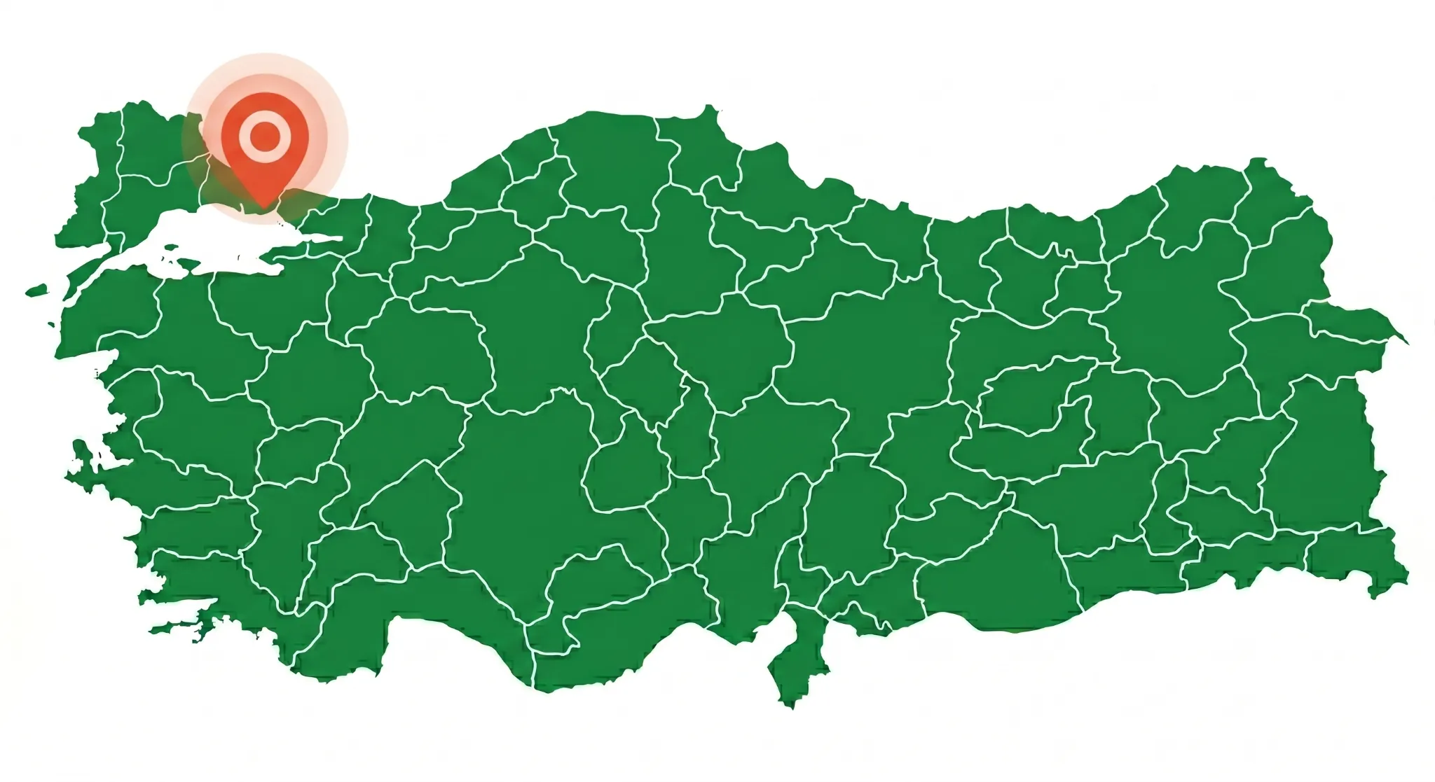 Türkiye haritası üzerinde İstanbul Beylikdüzü konumu